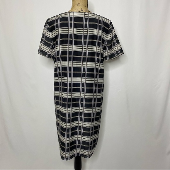 Theory Plaid Silk Blend Shift Dress - Picture 5 of 10